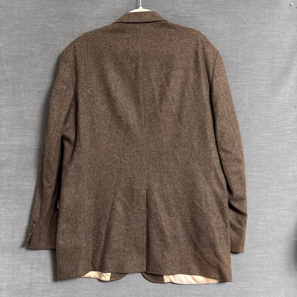 Vintage Land End Sport Coat 44L Brown Lambswool Herringbone Tweed Blazer USA 46L - Picture 5 of 12